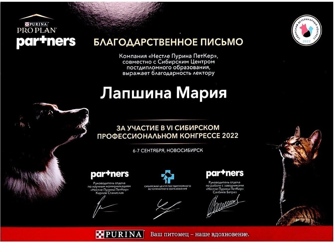 Сертификат Марии Лапшиной о повышении квалификации, 10